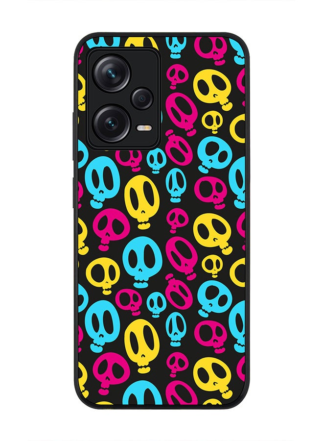 Stylizedd Rugged Black edge case for Redmi Note 12 Pro 5G Slim fit Soft Case Flexible Rubber Edges Anti Drop TPU Gel Thin Cover - Crazy Skulls - Image 1