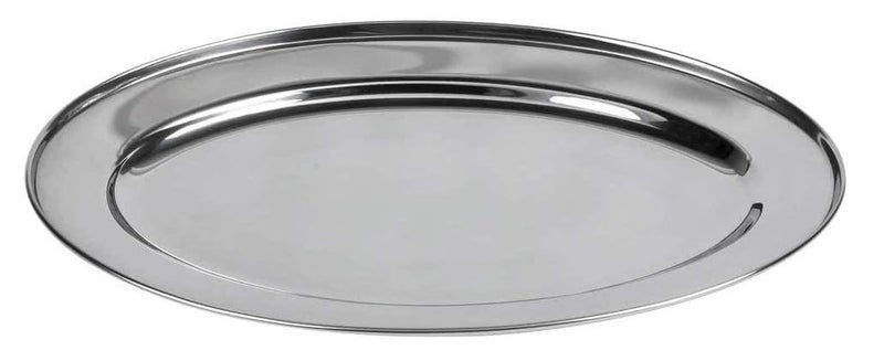Dynore Stainless Steel Heavy Oval Serving Tray - Rice, Snacks & Starter Tray - Image 1