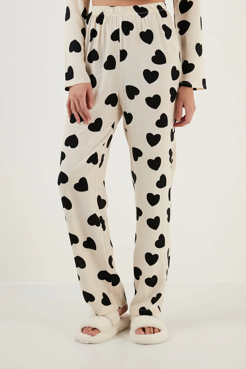 Lela Patterned Waist Elastic Pocket Detailed Shirt Collar Woven Pajama Set Women's Pajama Set 6110116