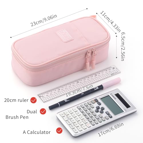CICIMELON Durable Pencil Case Big Storage Pen Pouch Bag for School Supplies Office College Teen Girls Adults, Pink - Image 4