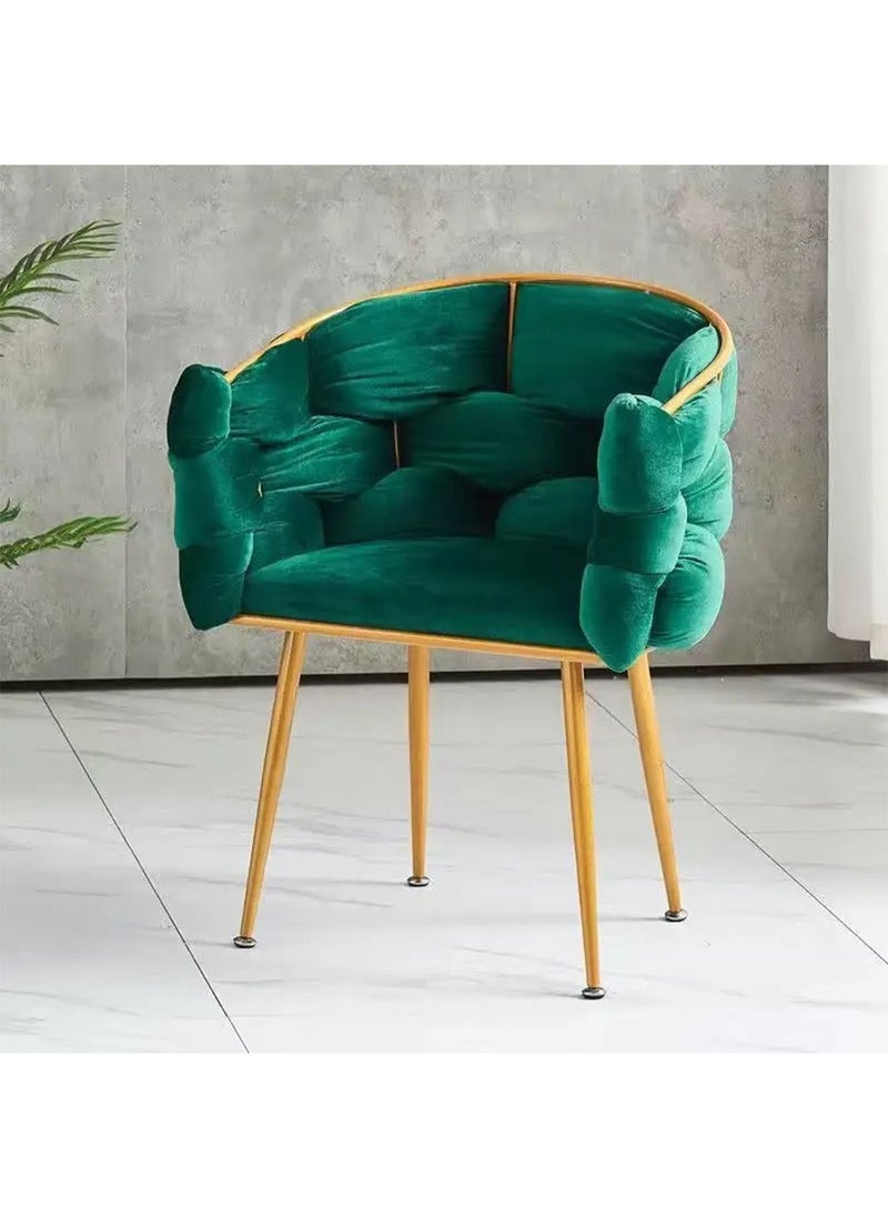 LIMOS - Makeup Vanity Chair Modern Dining Chair Stool with Backrest Gold Metal Legs and Elegant Tufted Back - Image 1