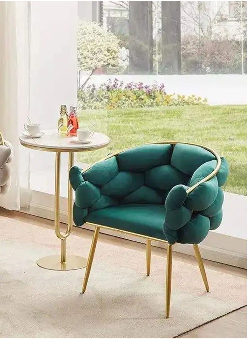 LIMOS - Makeup Vanity Chair Modern Dining Chair Stool with Backrest Gold Metal Legs and Elegant Tufted Back - Image 1