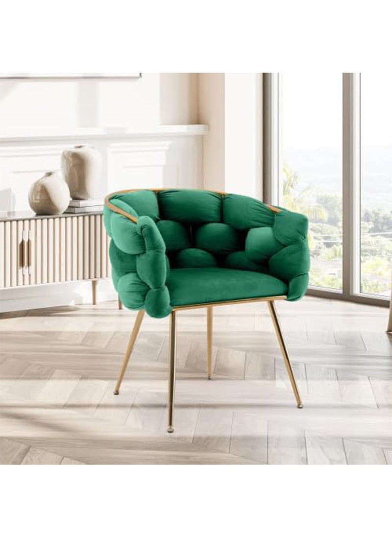 LIMOS - Makeup Vanity Chair Modern Dining Chair Stool with Backrest Gold Metal Legs and Elegant Tufted Back - Image 1