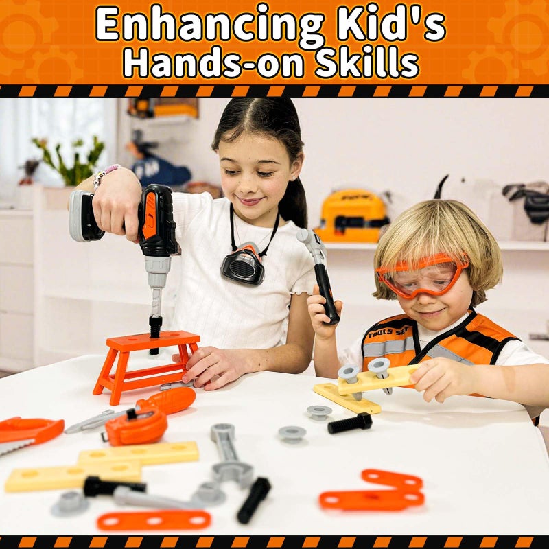 KidBloom Toddler Tool Set, Kids Tool Set with Toy Drill, Tools for Kids with Tool Box and Vest, Toys for 3 Year Old Boys - Image 5