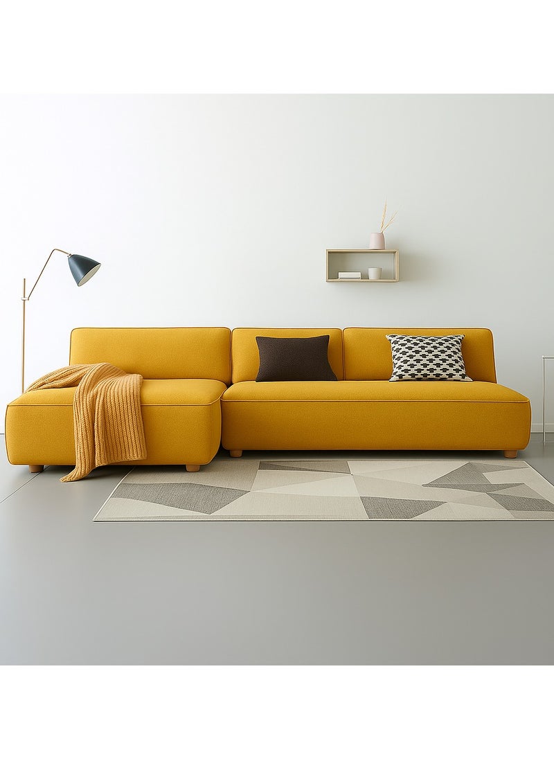 KARNAK Karnak Chelsea 3-Seater Luxury L-Shape Velvet Sofa with Free Pillows - Mustard Yellow  - Image 1