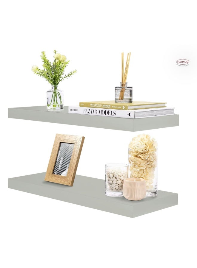 Feelings Floating Wall Shelves Rectangular 60cm Oak Grey 60 x 19.50 x 3.80cm - Image 2