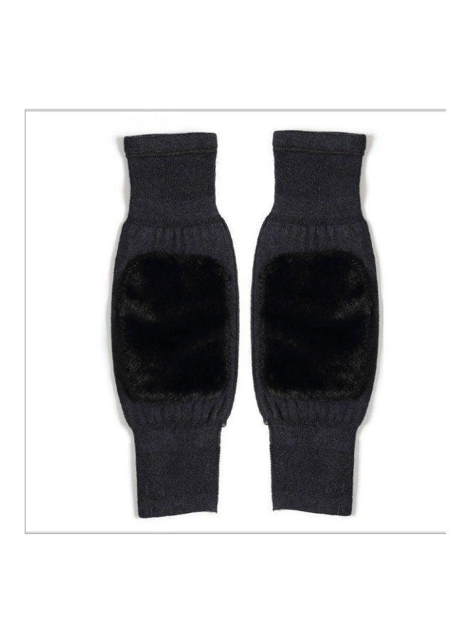 وسادات الركبة المصنوعة من الكشمير للجنسين، وسادات الركبة السميكة والمطولة والمرنة القابلة للتنفس، وأكمام الركبة الداعمة والواقية (أسود) - Image 2