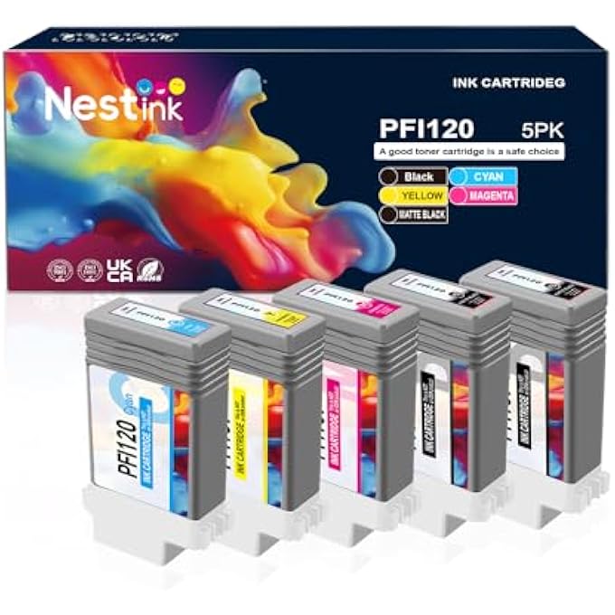 PFI-120 PFI120 INK CARTRIDGE COMPATIBLE WITH CANON PFI-120MBK PFI-120BK PFI-120C PFI-120M PFI-120Y COMPATIBLE WITH CANON IMAGEPROGRAF TM-200 TM-205 TM-300 TM-305 PRINTERS (PACK OF 5) - Image 2