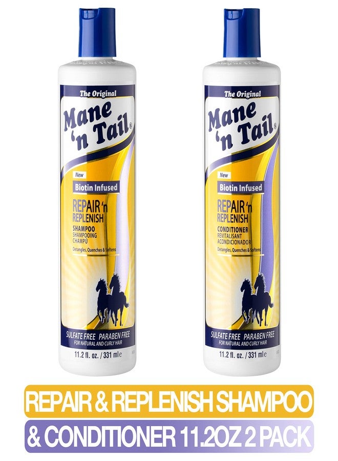 Mane 'n Tail Mane ’n Tail Repair ’n Replenish Shampoo & Conditioner (Pack of 2) - Sulfate-Free, Gentle Cleansing & Nourishing System for Curly & Natural Hair (11.2 oz Each) - Image 3