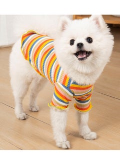 A.M Dog Shirt Cotton Thick Warm High Collar Long Sleeve Elastic Striped Dog Clothes, Suitable for Autumn and Winter  - Image 1