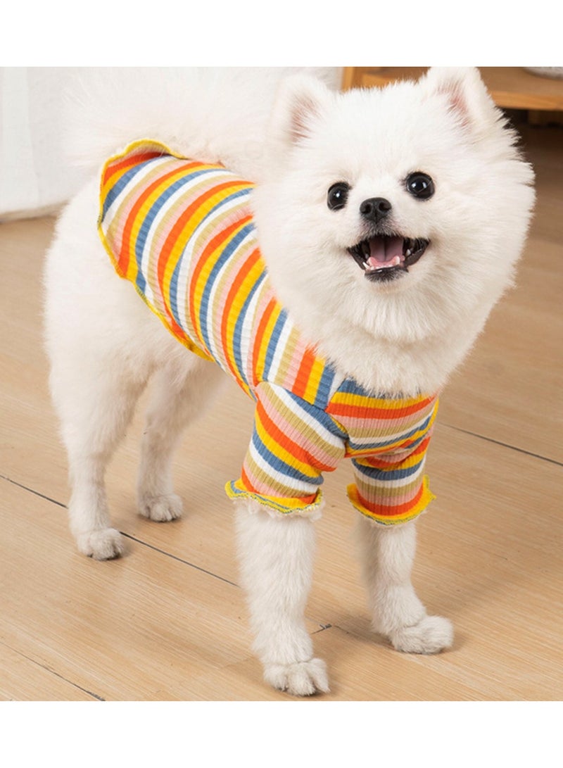 A.M Dog Shirt Cotton Thick Warm High Collar Long Sleeve Elastic Striped Dog Clothes, Suitable for Autumn and Winter - Image 1