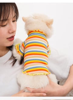 A.M Dog Shirt Cotton Thick Warm High Collar Long Sleeve Elastic Striped Dog Clothes, Suitable for Autumn and Winter  - Image 5