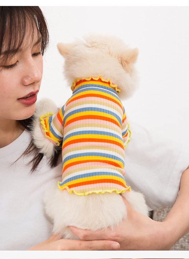 A.M Dog Shirt Cotton Thick Warm High Collar Long Sleeve Elastic Striped Dog Clothes, Suitable for Autumn and Winter - Image 5