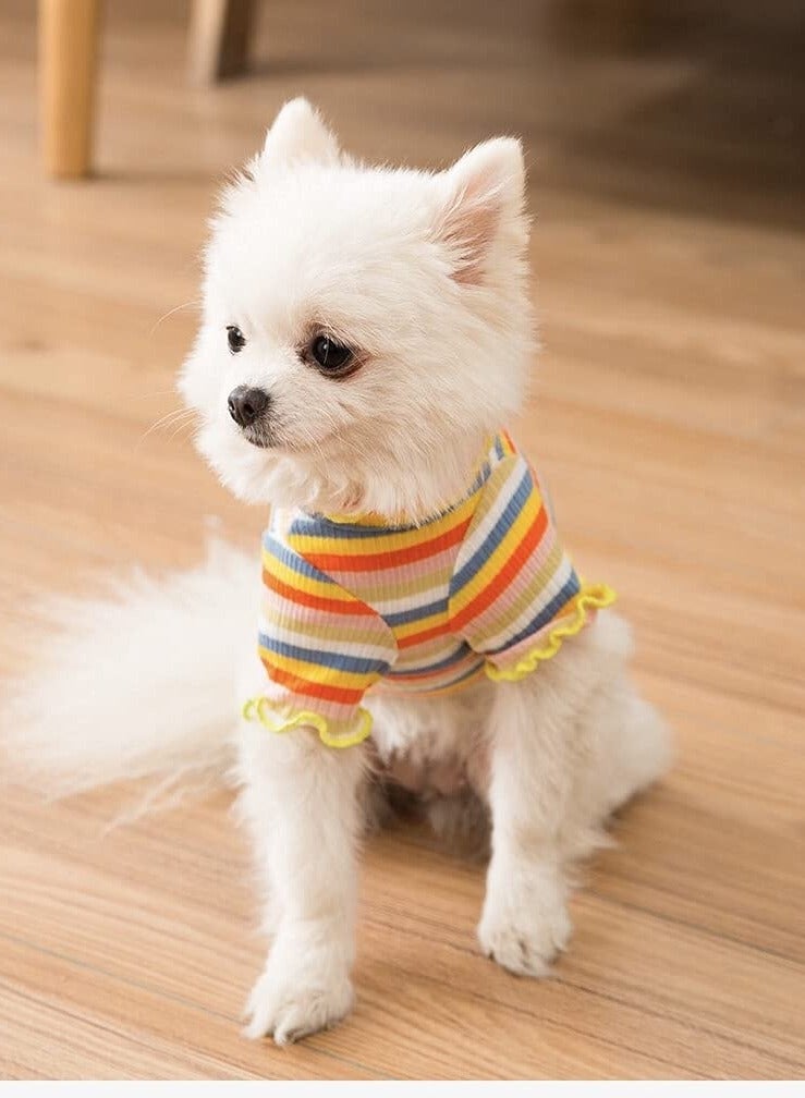 A.M Dog Shirt Cotton Thick Warm High Collar Long Sleeve Elastic Striped Dog Clothes, Suitable for Autumn and Winter - Image 2