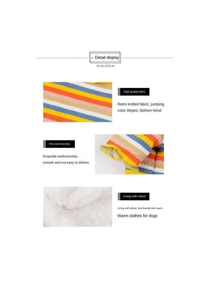 A.M Dog Shirt Cotton Thick Warm High Collar Long Sleeve Elastic Striped Dog Clothes, Suitable for Autumn and Winter - Image 4