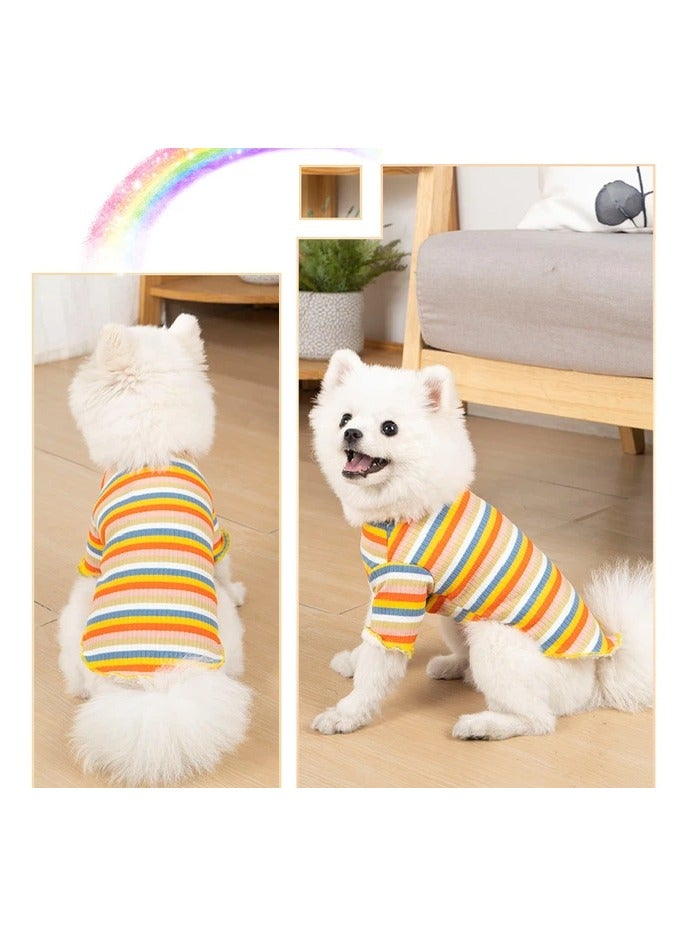A.M Dog Shirt Cotton Thick Warm High Collar Long Sleeve Elastic Striped Dog Clothes, Suitable for Autumn and Winter - Image 3
