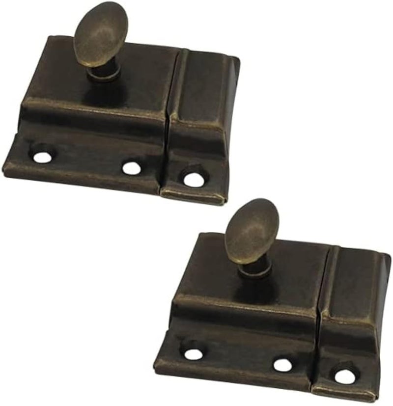Oval Turn Cabinet Latch, for Cupboard & Other Furniture, Large, Antique Brass, Made in Taiwan, 2 Pack