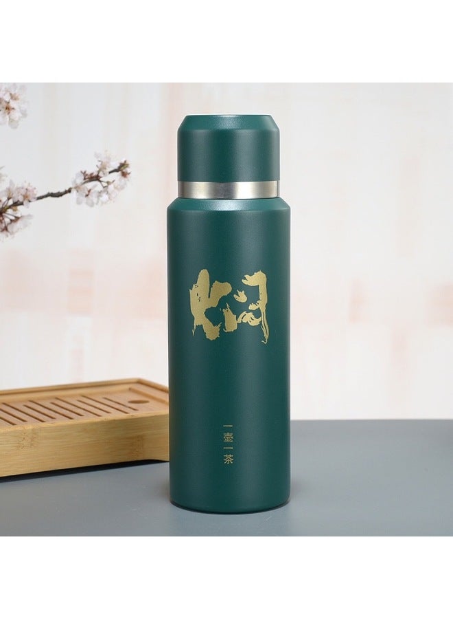 Business Office Tea-water Separation Brewing Tea Pot, Stainless Steel Thermos Cup, High Aesthetic Double-layer Car-mounted Brewing Tea Cup