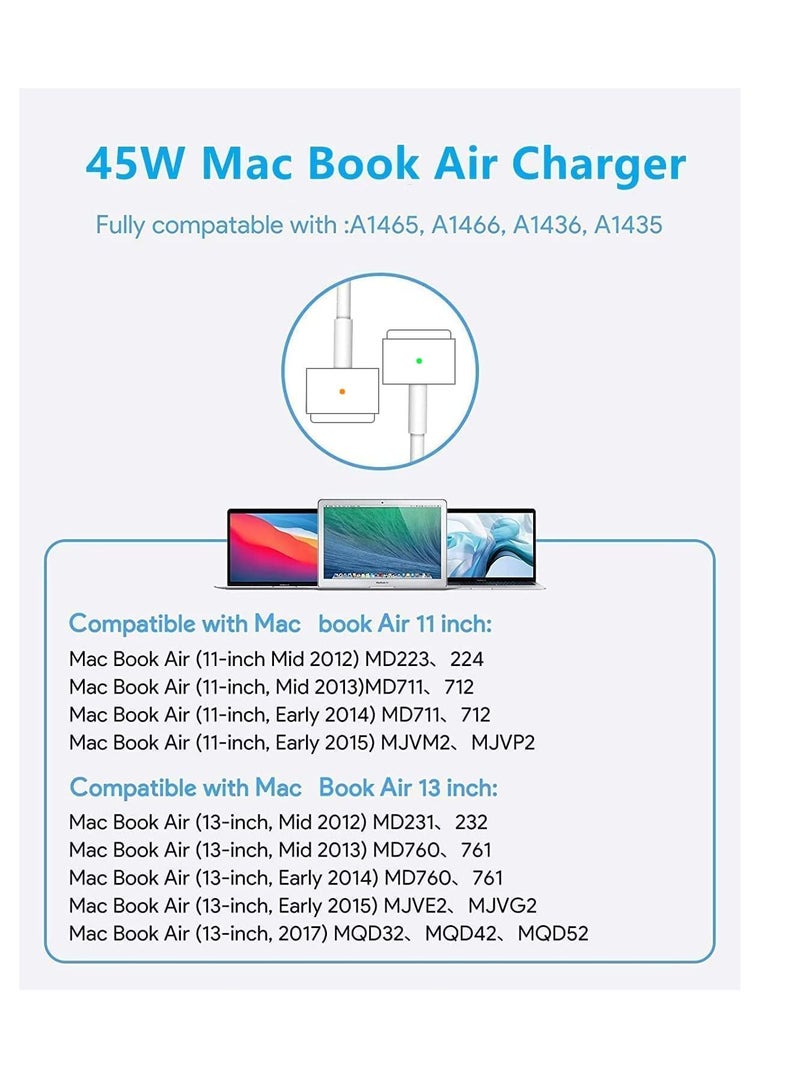 SYOSI Mac Book Air Charger Replacement AC 45W T-tip Connector Power Adapte,Laptop Charger Compatible with MacBook Air 11 inch and 13 inch Retina After Mid 2012  - Image 2