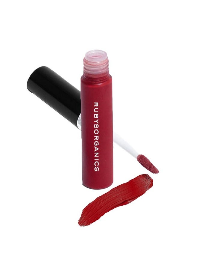 Ruby's Organics Liquid Lipstick, Smooth Cream Texture, Weightless, Highly Pigmented, Soft Velvet Finish, Long Lasting Rich Color, Non-Drying, All Skin Types, Silicon And Paraben Free - Scarlet, 6.5Ml  - Image 1