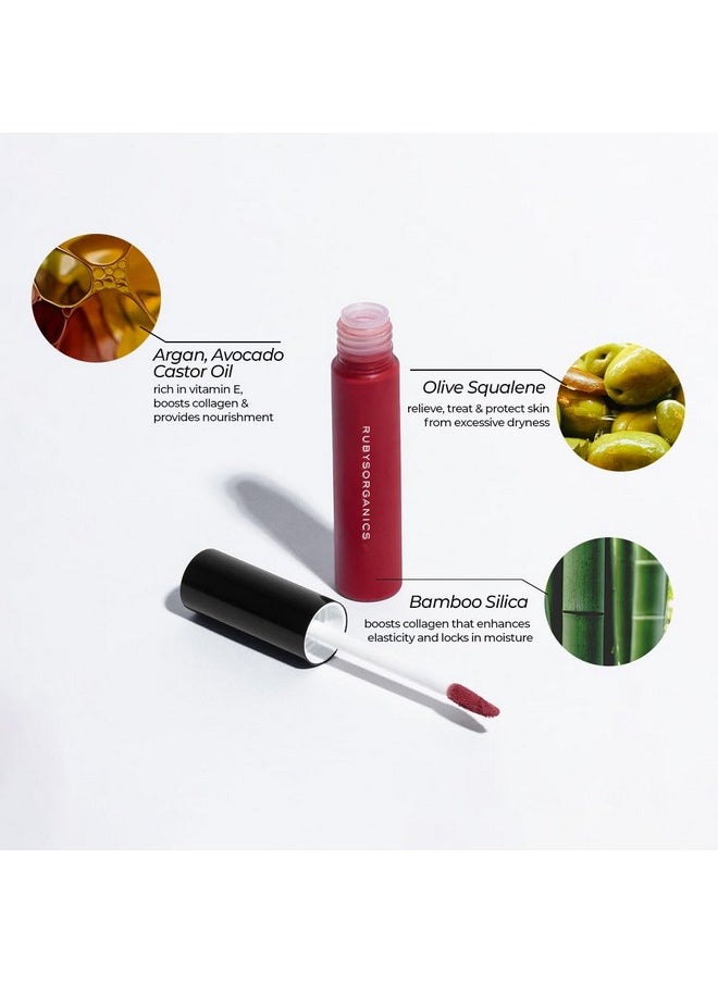 Ruby's Organics Liquid Lipstick, Smooth Cream Texture, Weightless, Highly Pigmented, Soft Velvet Finish, Long Lasting Rich Color, Non-Drying, All Skin Types, Silicon And Paraben Free - Scarlet, 6.5Ml  - Image 3