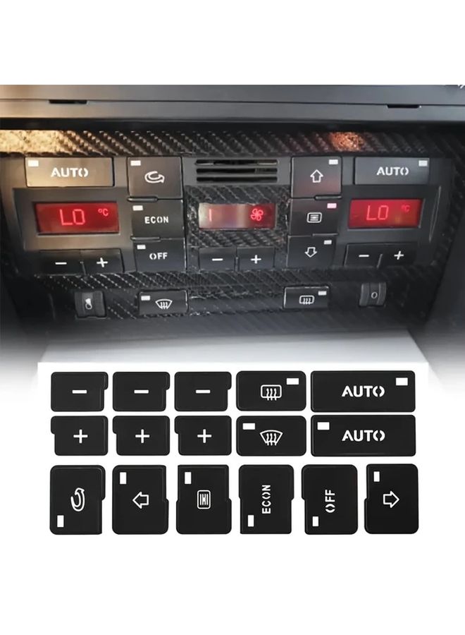 16Pcs AC Button Repair Stickers For Audi A4 B6 B7 2000 2004 Durable Plastic - Image 1