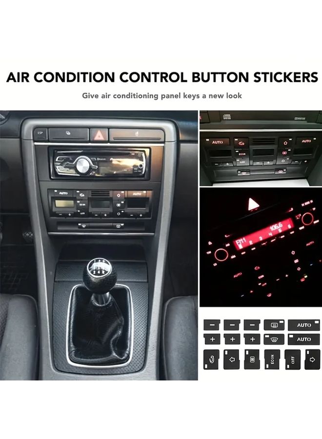 16Pcs AC Button Repair Stickers For Audi A4 B6 B7 2000 2004 Durable Plastic - Image 4