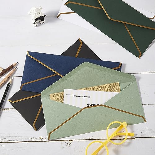 Topeen 50 Pack #10 Business Envelopes with Gold Border, Self Seal Standard Envelopes with Gold Stickers for Office, Checks, Letter Mailing, Invoices, 4 1/8 x 9 1/2 Inches (Navy Blue) - Image 5