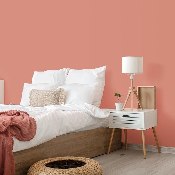 HOMSUN Wallpaper Peel and Stick Removable Self Adhesive Decoration Contact Paper for Cabinets Bedroom Walls Matte Wall Paper Peel and Stick Modern ((30cmx121cm), Matt Peach Pink) - Image 3