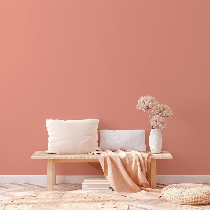 HOMSUN Wallpaper Peel and Stick Removable Self Adhesive Decoration Contact Paper for Cabinets Bedroom Walls Matte Wall Paper Peel and Stick Modern ((30cmx121cm), Matt Peach Pink) - Image 2