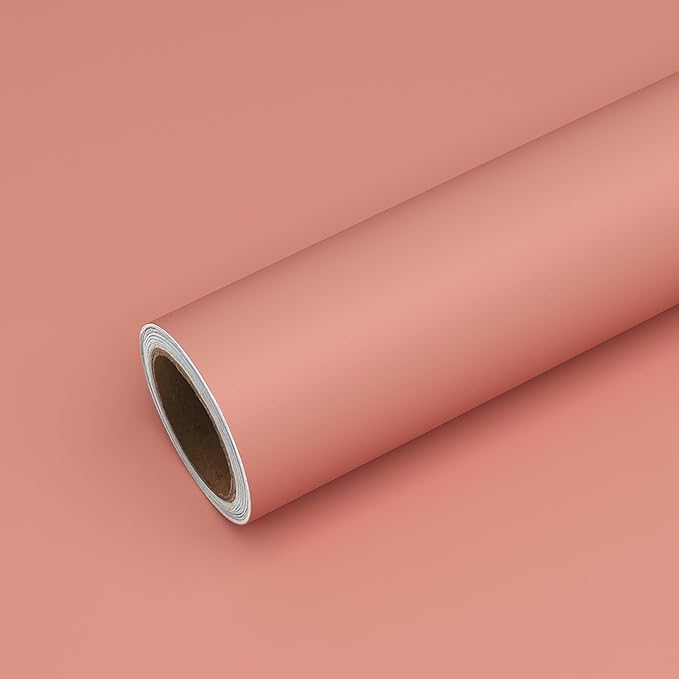 HOMSUN Wallpaper Peel and Stick Removable Self Adhesive Decoration Contact Paper for Cabinets Bedroom Walls Matte Wall Paper Peel and Stick Modern ((30cmx121cm), Matt Peach Pink) - Image 1