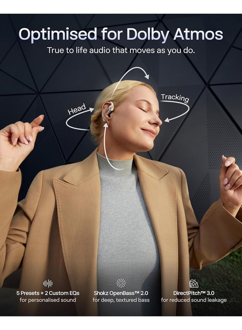 SHOKZ OpenFit Pro Open-Ear True Wireless Earbuds with Open-Ear-Noise Reduction, Optimised for Dolby Atomos, Deep Bass, 50H Playtime, AI-Powered Clear Calls for Work, Sport, Bluetooth 6.1, IP55, White White - Image 3
