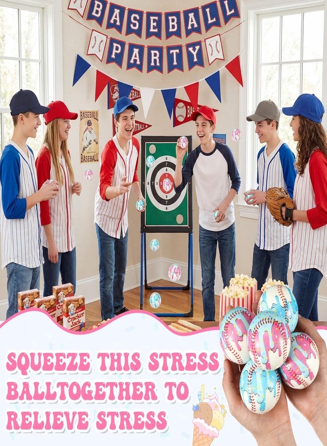 Seenelling 24 Pcs Baseball Ice Cream Drip Stress Balls 2 Colors 2.36 Inch Ice Cream Drip Stress PU Soft Foam Balls Baseball Party Gifts for Party Decorations Birthday Supplies - Image 5