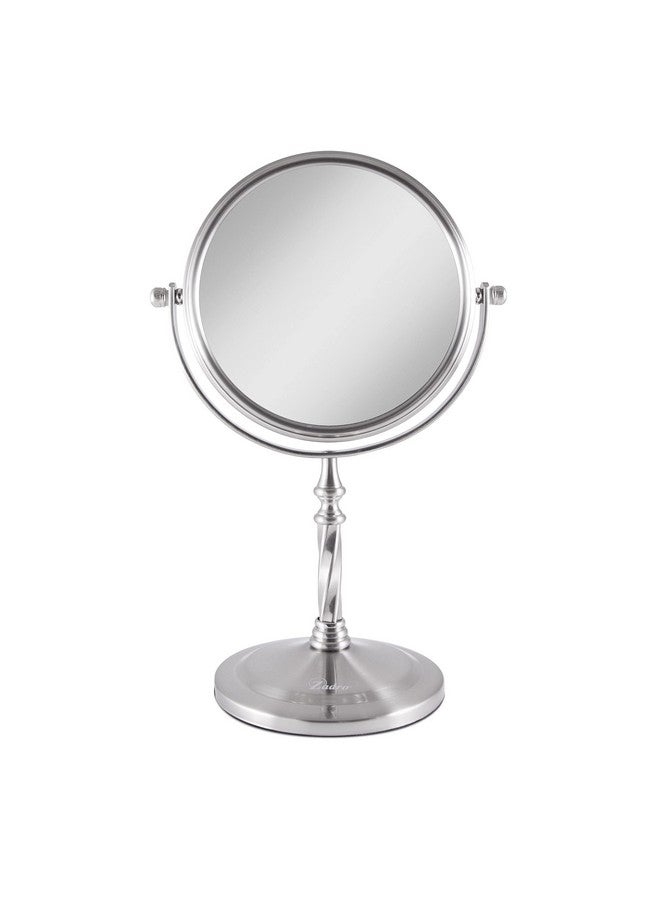7” W X 10 H Round Nonlighted Makeup Mirror 5X 1X Magnifying Makeup Mirrors Rotating Head Makeup Mirror For Desk