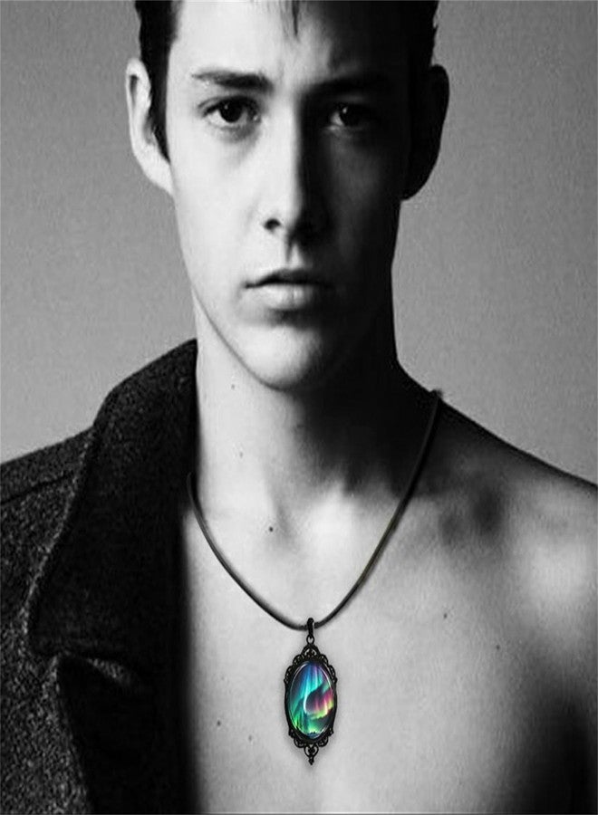 RLHRNDE Aurora Necklace for Men Women Delicate Handmade Vintage Boho Punk Gothic Aurora Borealis Northern Lights Landscape Pendant Necklace Jewelry Gifts (Aurora) - Image 2