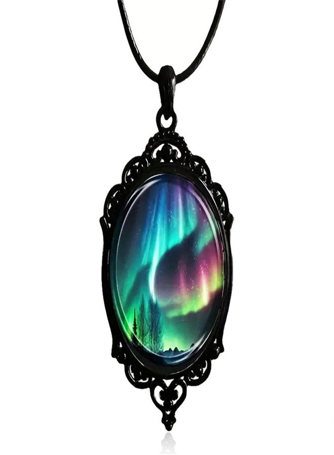 RLHRNDE Aurora Necklace for Men Women Delicate Handmade Vintage Boho Punk Gothic Aurora Borealis Northern Lights Landscape Pendant Necklace Jewelry Gifts (Aurora) - Image 1