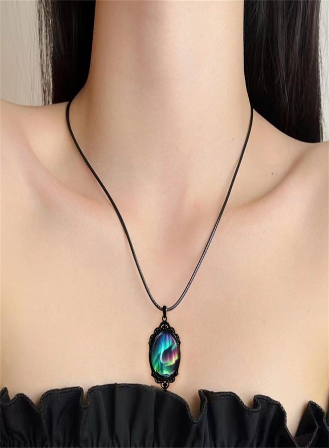 RLHRNDE Aurora Necklace for Men Women Delicate Handmade Vintage Boho Punk Gothic Aurora Borealis Northern Lights Landscape Pendant Necklace Jewelry Gifts (Aurora) - Image 4