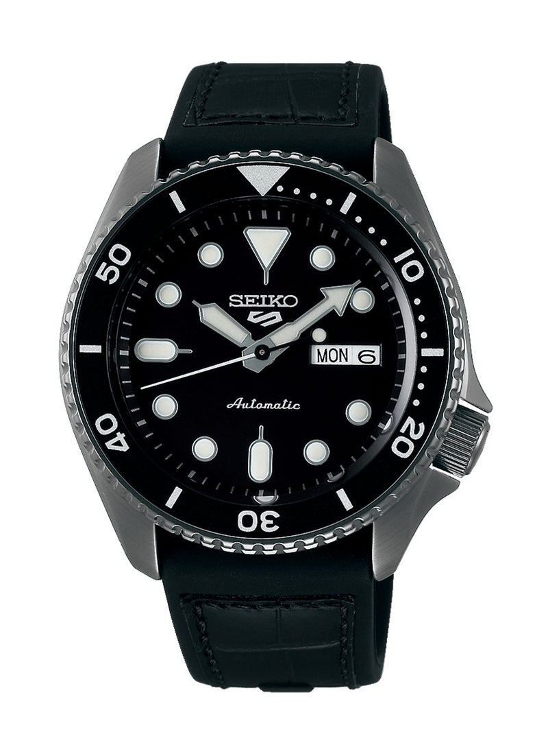 Seiko - 5 Sports Black Dial Automatic Silicone Strap Men's Watch SRPD65K3 - Image 1