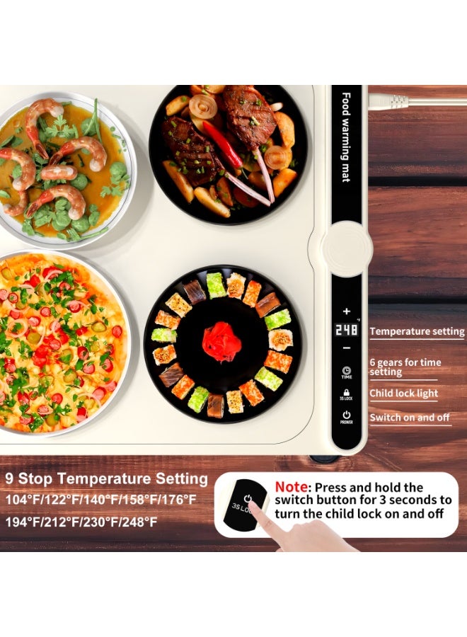 حصيرة تسخين طعام سيليكون مع 9 مستويات حرارة، تسخين سريع، مؤقت وقفل للأطفال – وسادة تدفئة كهربائية قابلة للطي للمطبخ والحفلات والمنزل - Image 5