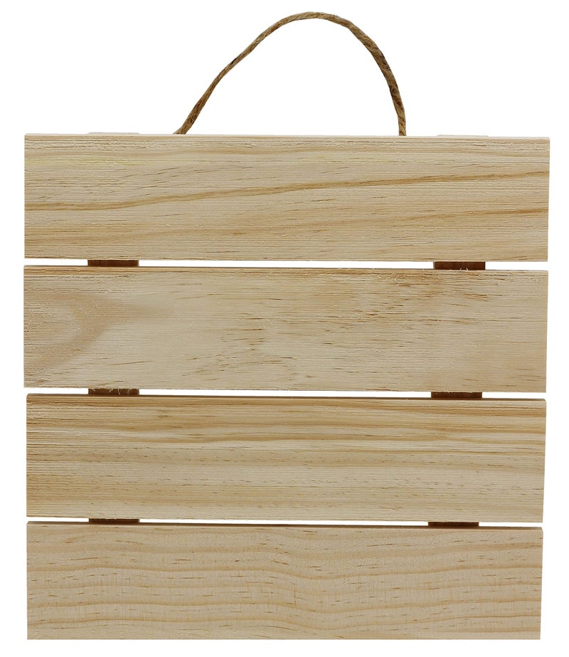 Creative Hobbies 10x10 Inch Unfinished Wood Hanging Plaque DIY Pallet Sign Notch Banner Wooden Sign Wood Slice Decorative Plaque Rustic Decor for Shop Home Craft Projects