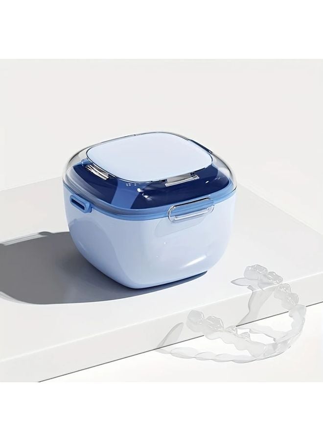 حامل أطقم الأسنان المزدوج الأزرق الثابت المحمول مع وظيفة التصريف - Image 1