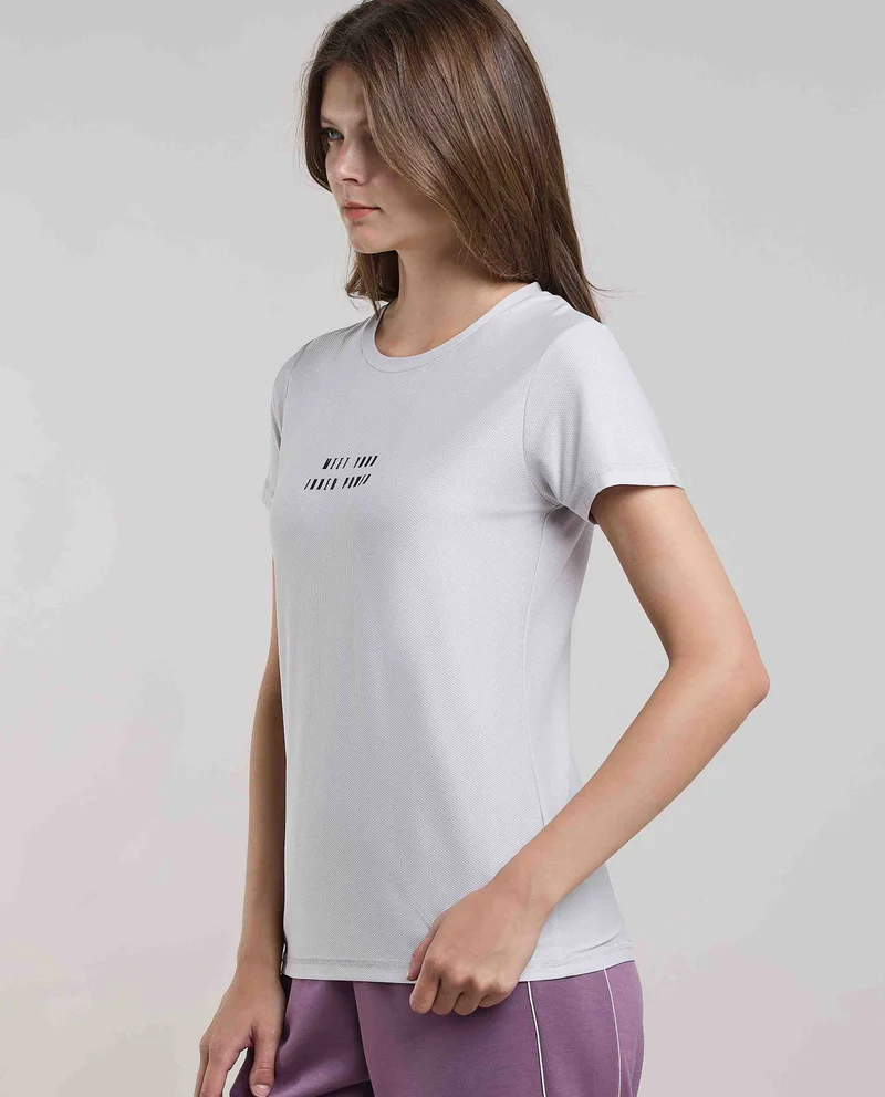 أر أند بي Printed Active T-Shirt with Crew Neck and Short Sleeves