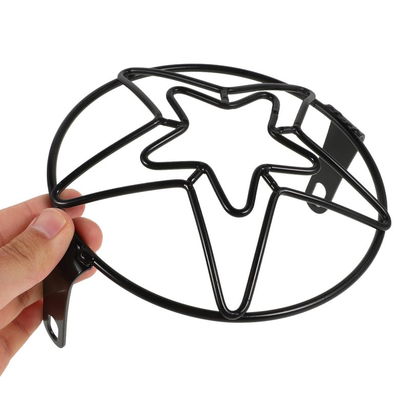 Black Motorcycle Headlight Grill Cover With Pentagram Mesh For Cruiser Bikes - Image 4