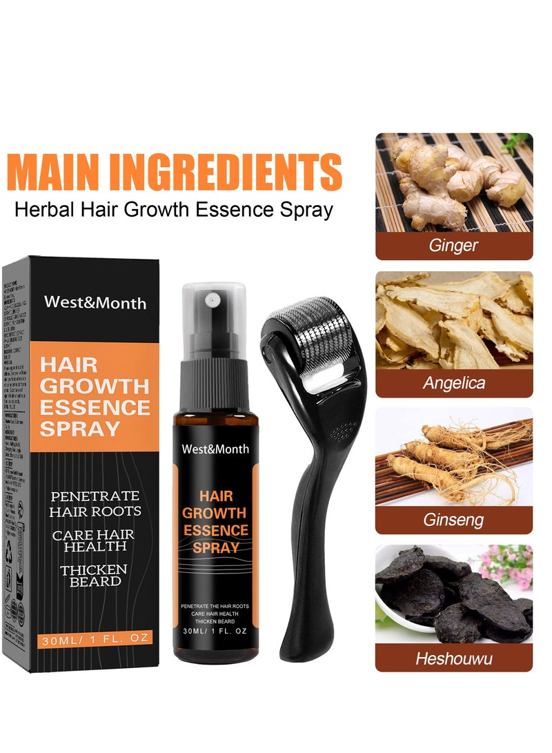West&Month 30ML Hair Growth Essence Spray, Anti-Slip Hair Nourishing Growth Liquid Thickening Hairline Essence Spray With Microne Roller, Hair Loss And Thinning Prevention Treatment, Scalp Improver  - Image 3