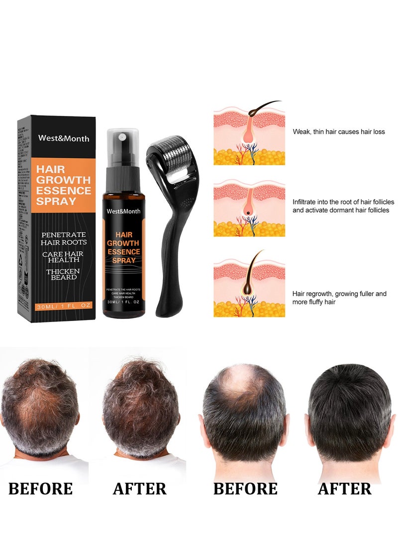 West&Month 30ML Hair Growth Essence Spray, Anti-Slip Hair Nourishing Growth Liquid Thickening Hairline Essence Spray With Microne Roller, Hair Loss And Thinning Prevention Treatment, Scalp Improver  - Image 5