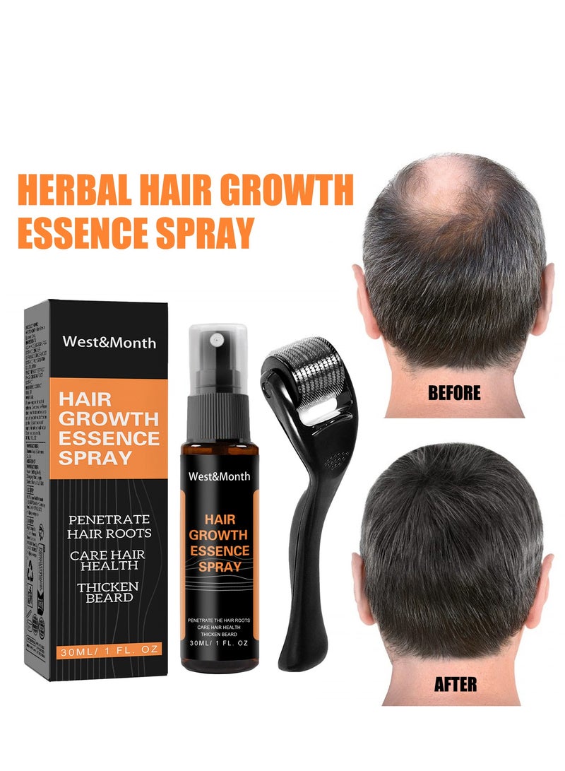 West&Month 30ML Hair Growth Essence Spray, Anti-Slip Hair Nourishing Growth Liquid Thickening Hairline Essence Spray With Microne Roller, Hair Loss And Thinning Prevention Treatment, Scalp Improver  - Image 4