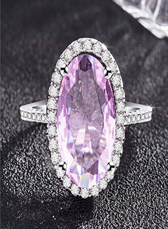 MAIHAO Fashion Ring Women 925 Silver Oval Cut Pink Kunzite Ring Engagement Wedding Band Ring Size 6-10 (US Code 6) - Image 3