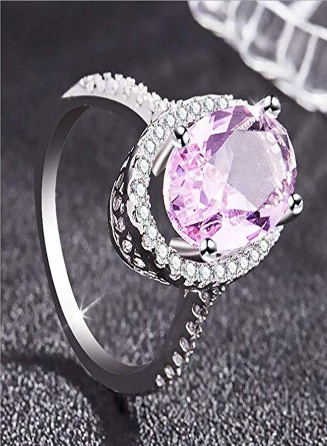 MAIHAO Fashion Ring Women 925 Silver Oval Cut Pink Kunzite Ring Engagement Wedding Band Ring Size 6-10 (US Code 6) - Image 4