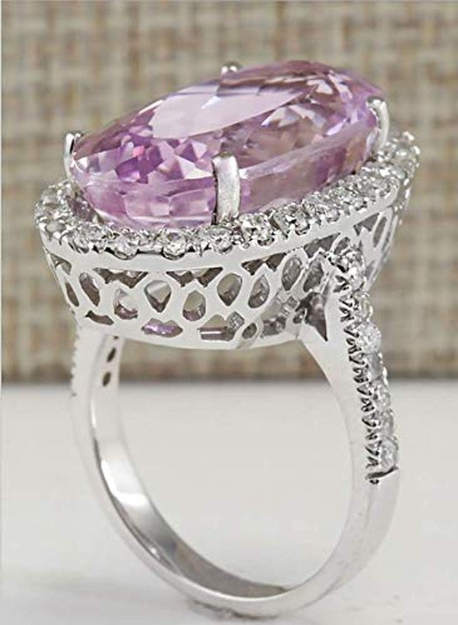 MAIHAO Fashion Ring Women 925 Silver Oval Cut Pink Kunzite Ring Engagement Wedding Band Ring Size 6-10 (US Code 6) - Image 2