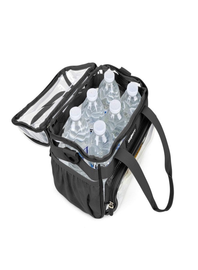 سمارتي حقيبة غداء صغيرة متينة وشفافة، مناسبة للملاعب والفعاليات الرياضية، حقيبة سفر لحفاضات الأطفال، حقيبة مستحضرات تجميل، مناسبة لفعاليات كرة القدم وكرة السلة والبيسبول والجولف والحفلات الموسيقية، مناسبة لضباط الإصلاحيات (أسود، 10 × 9.5 × 6) - Image 4